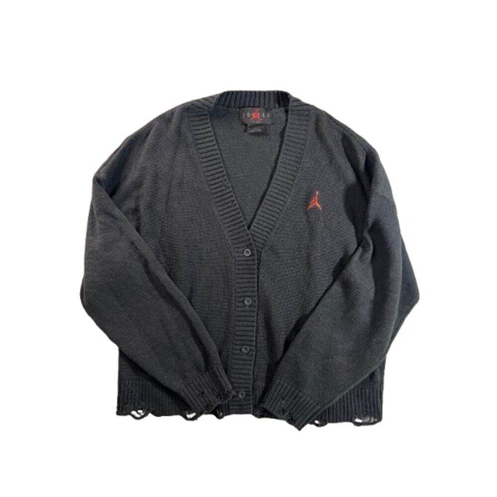 Nike Jordan distressed knit cardigan off Noir/Dune Red womens M